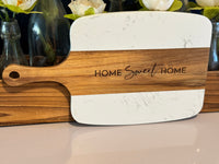 Marble & Acacia Wood Serving Board - 5 Piece Premium Set with Custom Laser Engraving