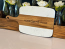 Marble & Acacia Wood Serving Board - 5 Piece Premium Set with Custom Laser Engraving