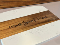 Marble & Acacia Wood Serving Board - 5 Piece Premium Set with Custom Laser Engraving