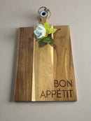 Acacia Wood Board w/ Handle Large - Cutting Board - Bottom Center - Badge Express