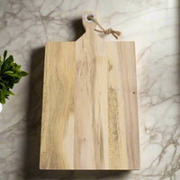 Acacia Wood Board w/ Handle Large - Cutting Board - Bottom Center - Badge Express