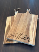 Acacia Wood Board w/ Handle Large - Cutting Board - Bottom Right - Badge Express