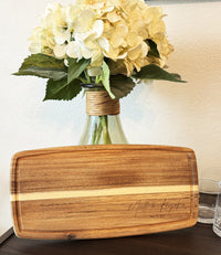 Acacia Wood Board w/ Juice Groove Large - Cutting Board - Front (Juice Groove)Center - Badge Express