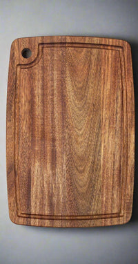 Acacia Wood Board w/ Juice Groove Medium - Cutting Board - Front (Juice Groove)Center - Badge Express