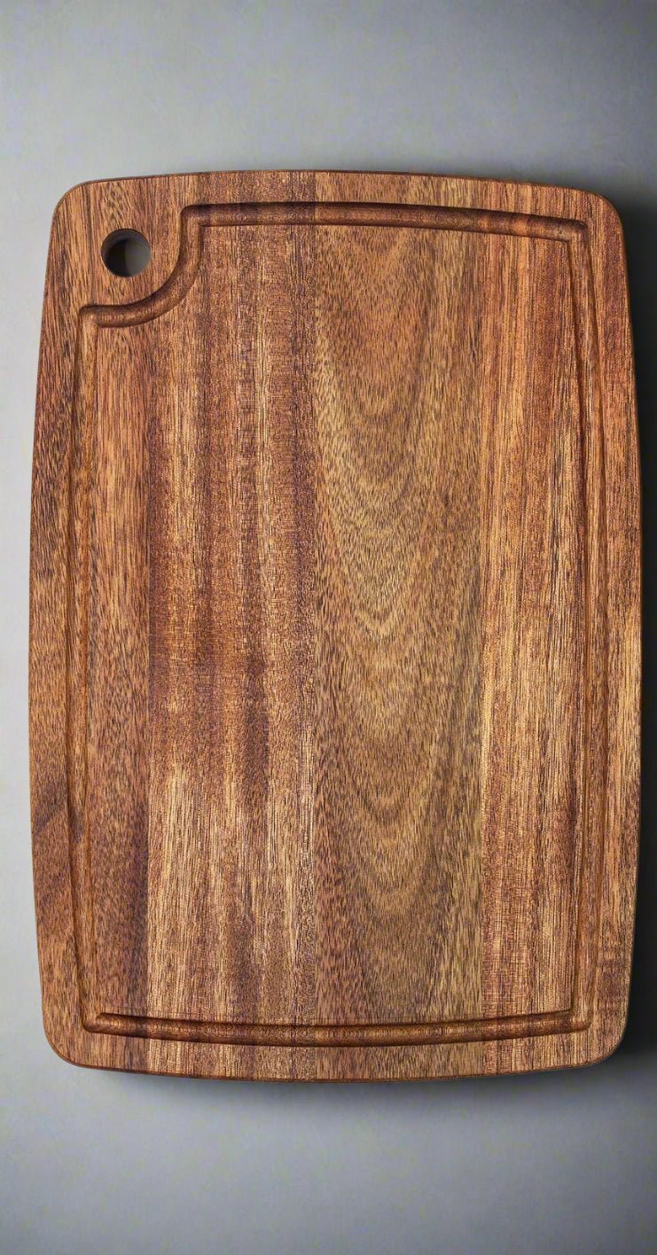 Acacia Wood Board w/ Juice Groove Medium - Cutting Board - Front (Juice Groove)Center - Badge Express