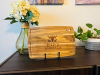 Acacia Wood Board w/ Juice Groove Medium - Cutting Board - Front (Juice Groove)Center - Badge Express