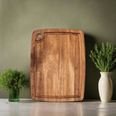 Acacia Wood Board w/ Juice Groove Small - Cutting Board - Front (Juice Groove)Center - Badge Express