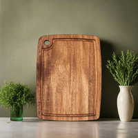 Acacia Wood Board w/ Juice Groove Small - Cutting Board - Front (Juice Groove)Center - Badge Express