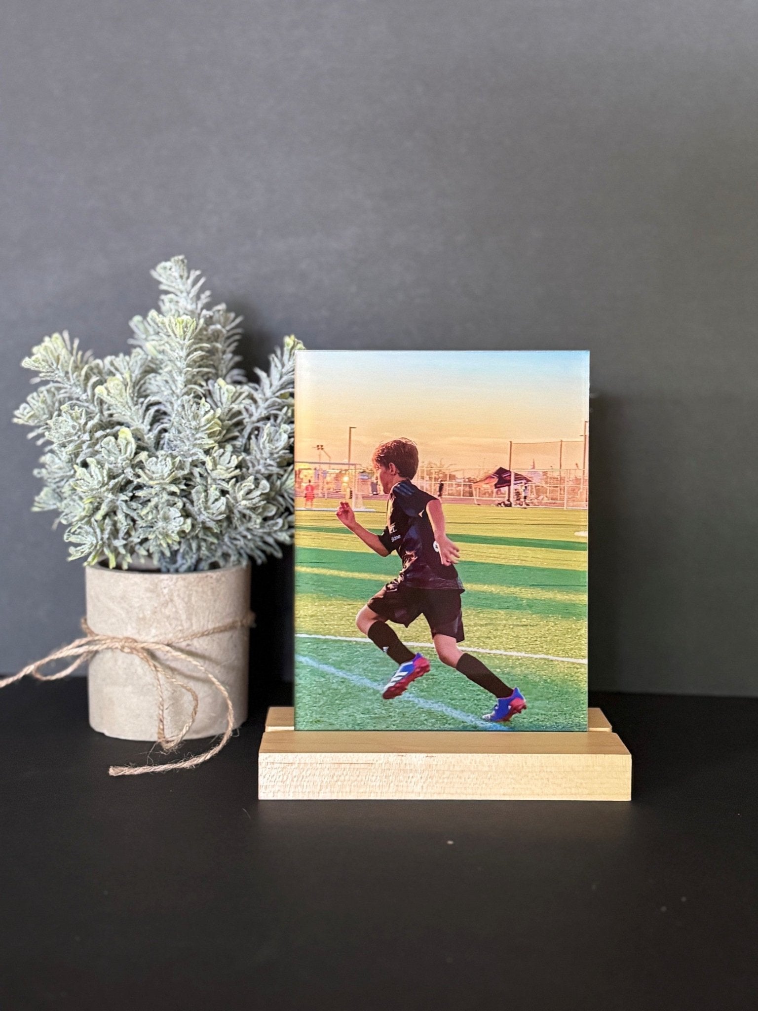 Acrylic Photo with Wood Stand - 5" x 7" - Badge Express