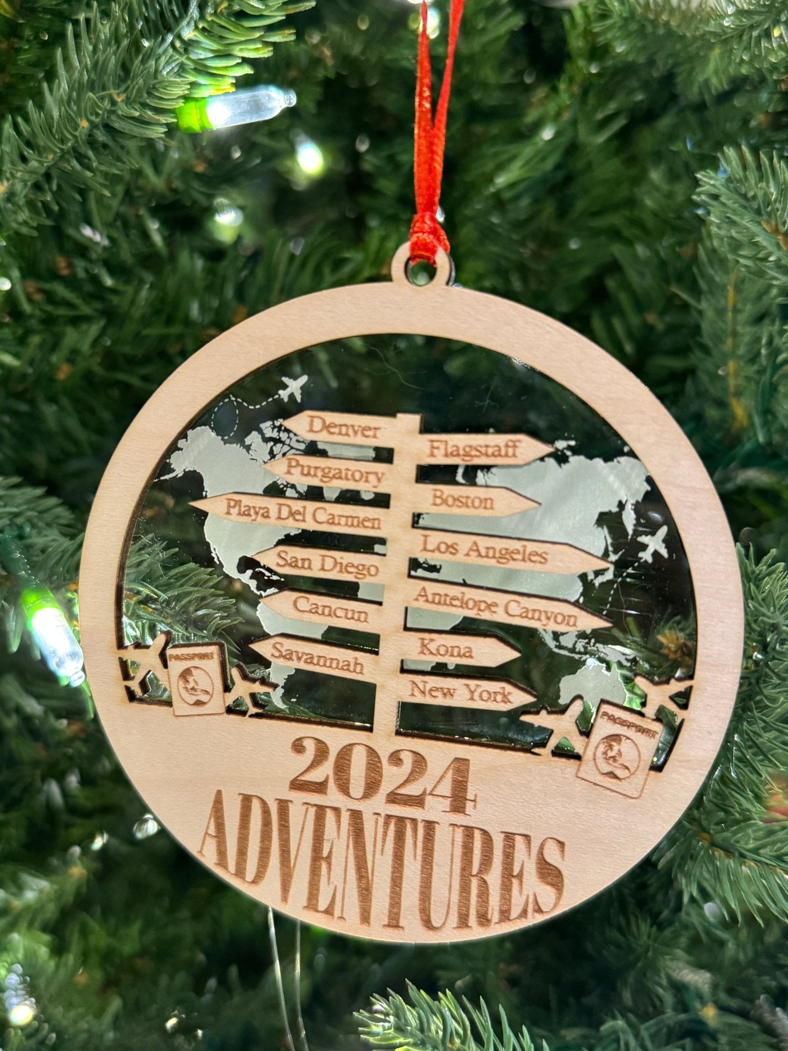 Adventure Travel Ornament - Ornament - Planes/PassportsWorld - Badge Express