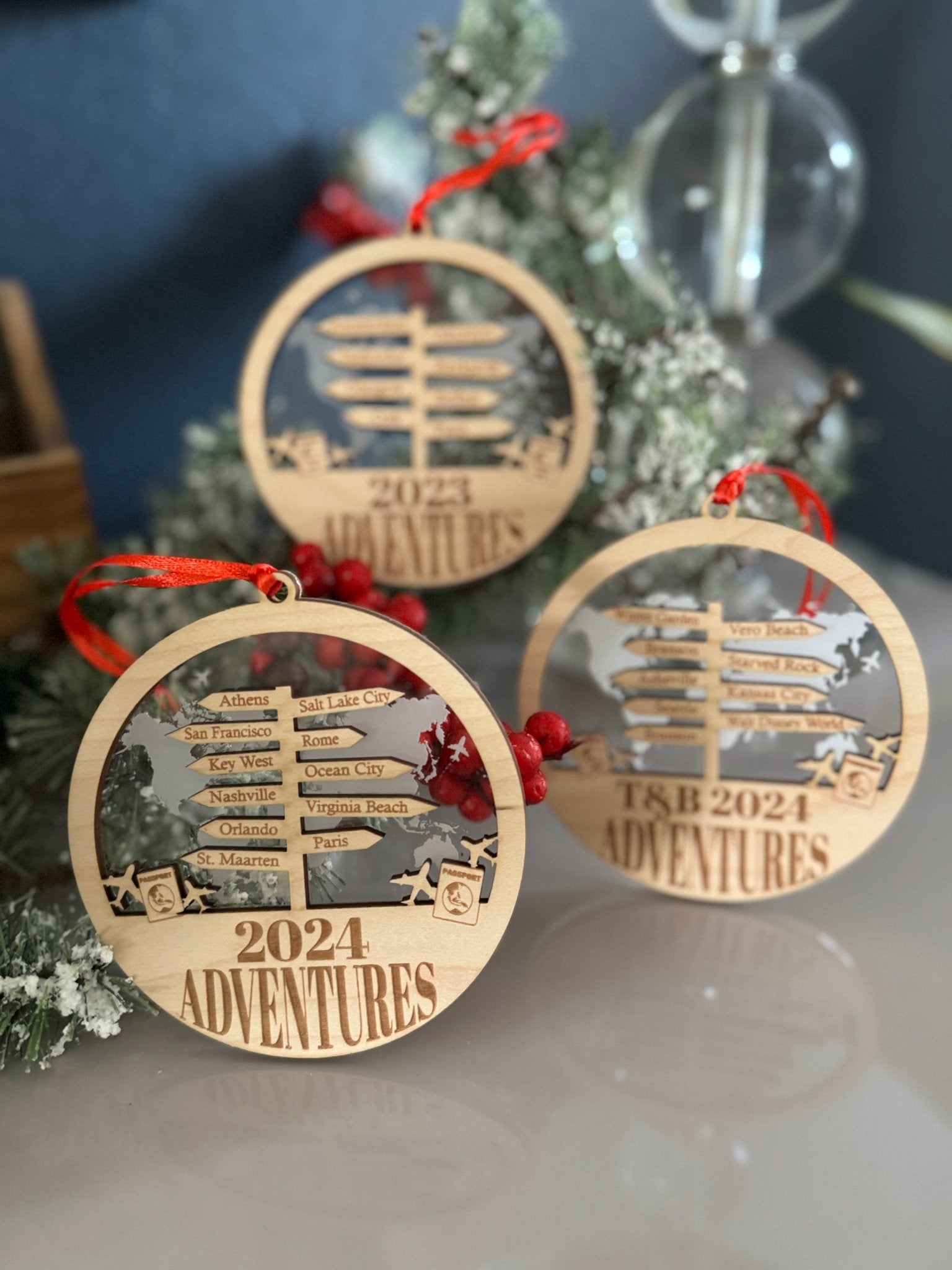 Adventure Travel Ornament - Ornament - Planes/PassportsWorld - Badge Express
