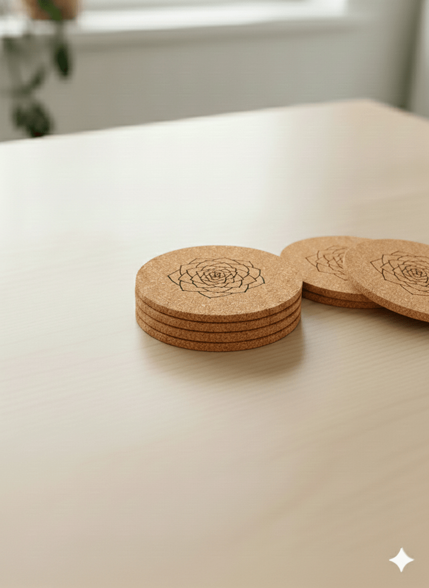 Agave Sketch Cork Coaster – Sonoran Collection™ – Southwest Arizona Home Decor - Home Decor - Set of 8 - Badge Express