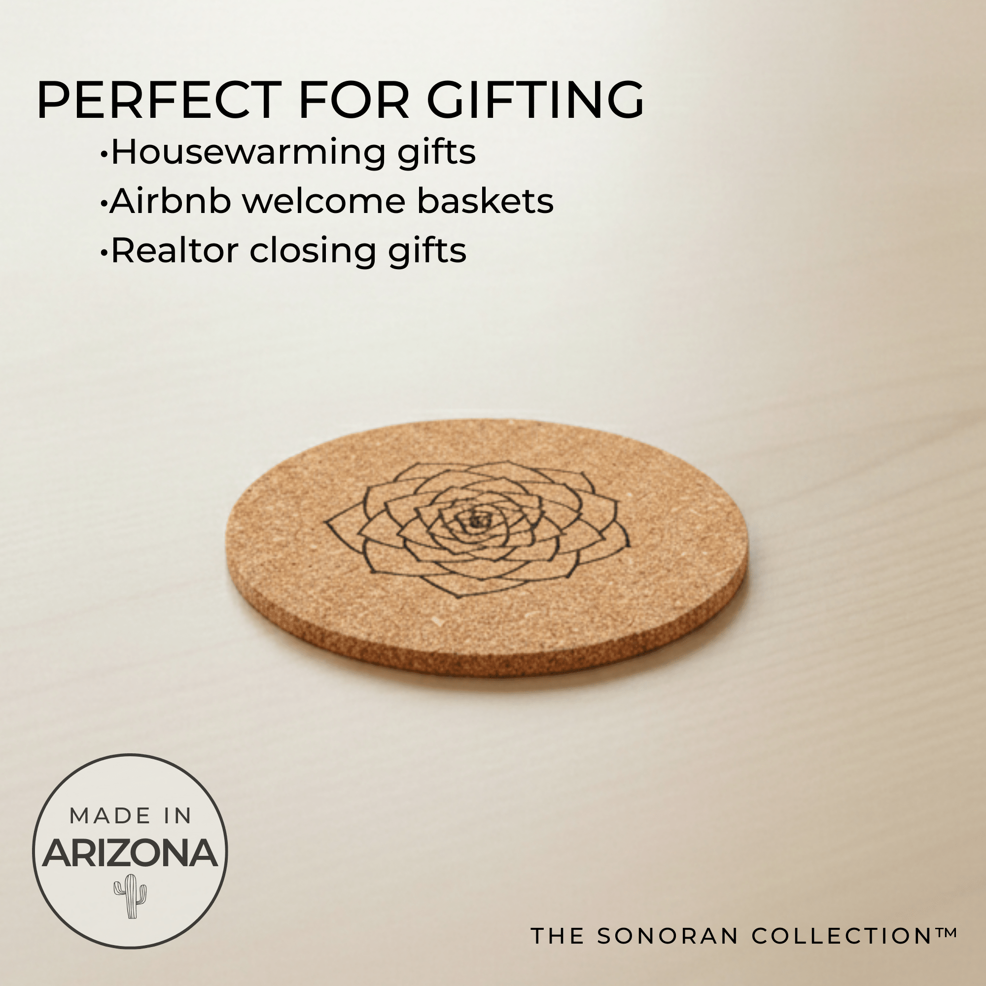 Agave Sketch Cork Coaster – Sonoran Collection™ – Southwest Arizona Home Decor - Home Decor - Single - Badge Express