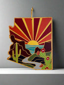 Arizona Charcuterie Boards - Cutting Board - Painted Landscape (Bamboo Engravable on back)No Engraving - Badge Express