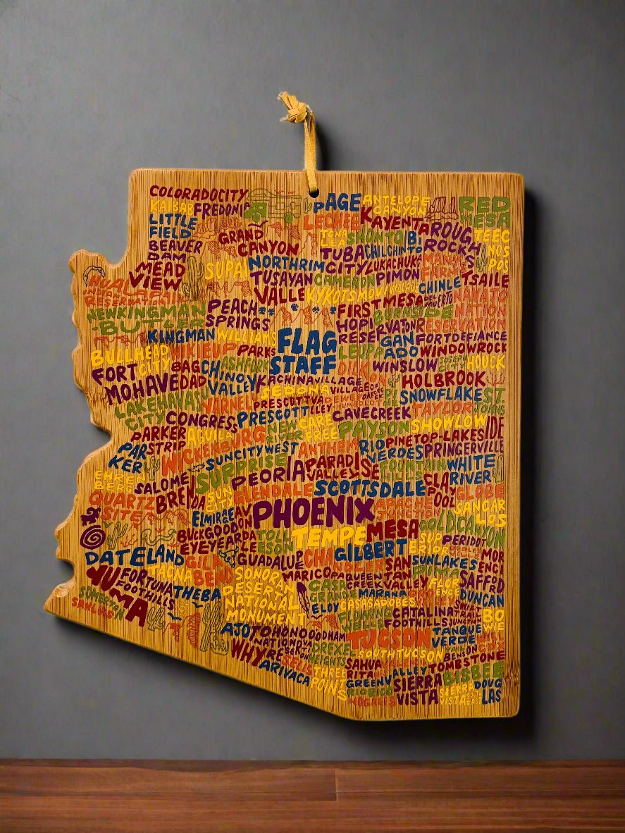 Arizona Charcuterie Boards - Cutting Board - Painted Names (Bamboo Engravable on back)No Engraving - Badge Express
