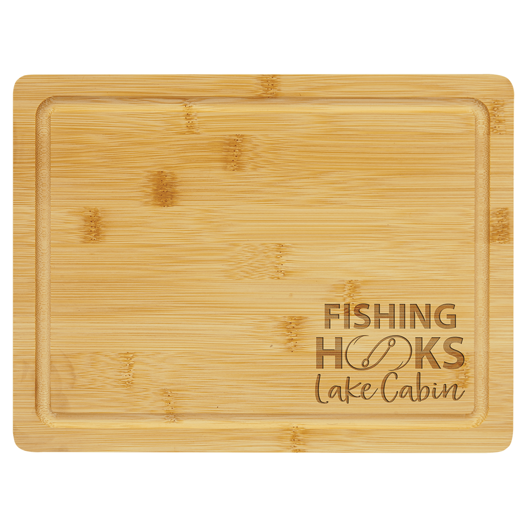 Bamboo Engraved Cutting Boards - Cutting Board - Rectangle w/ Drip Ring 11 1/2" x 8 3/4"Engraving - Badge Express