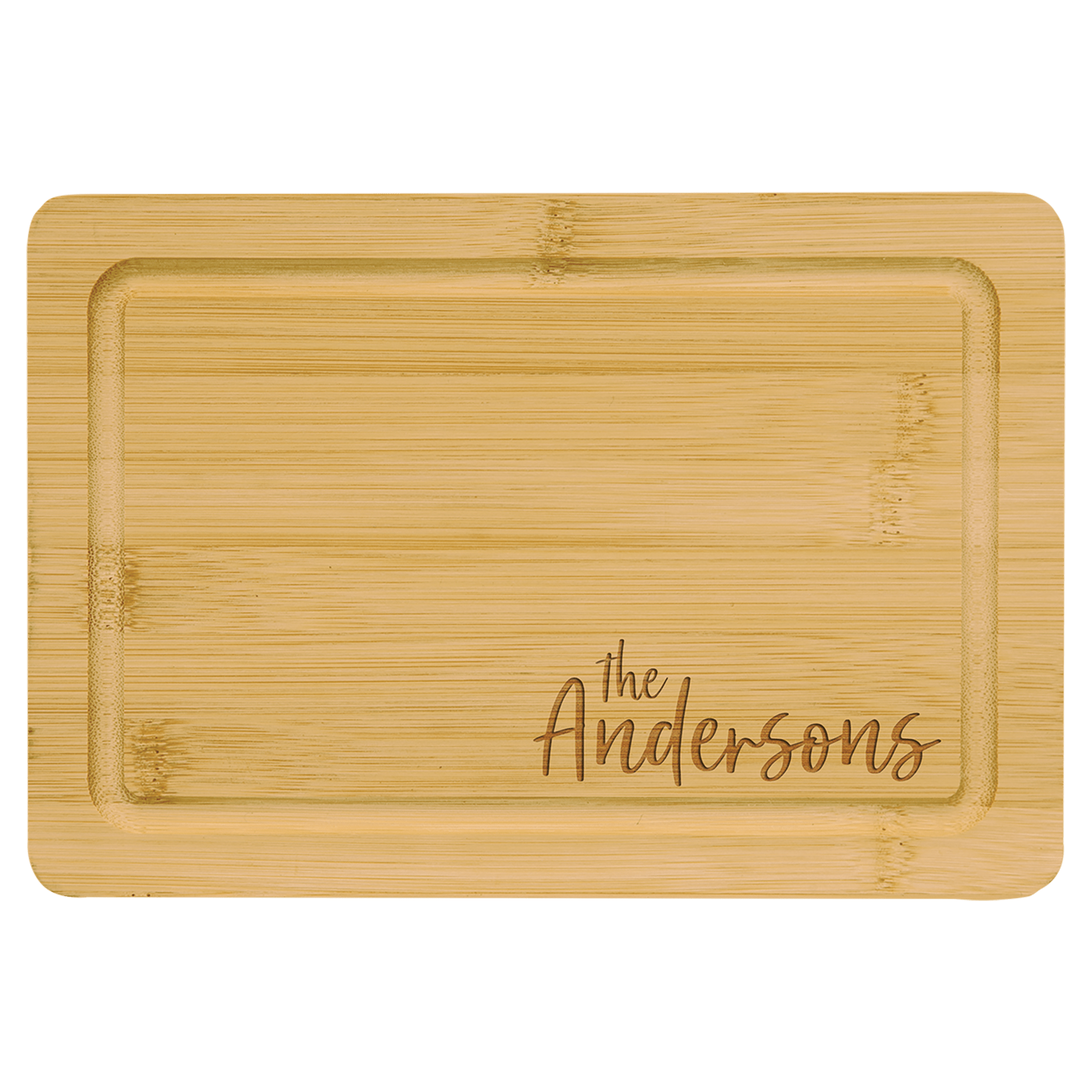 Bamboo Engraved Cutting Boards - Cutting Board - Rectangle w/ Handle 9" x 6"No Engraving - Badge Express