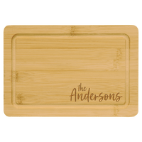 Bamboo Engraved Cutting Boards - Cutting Board - Rectangle w/ Handle 9" x 6"No Engraving - Badge Express