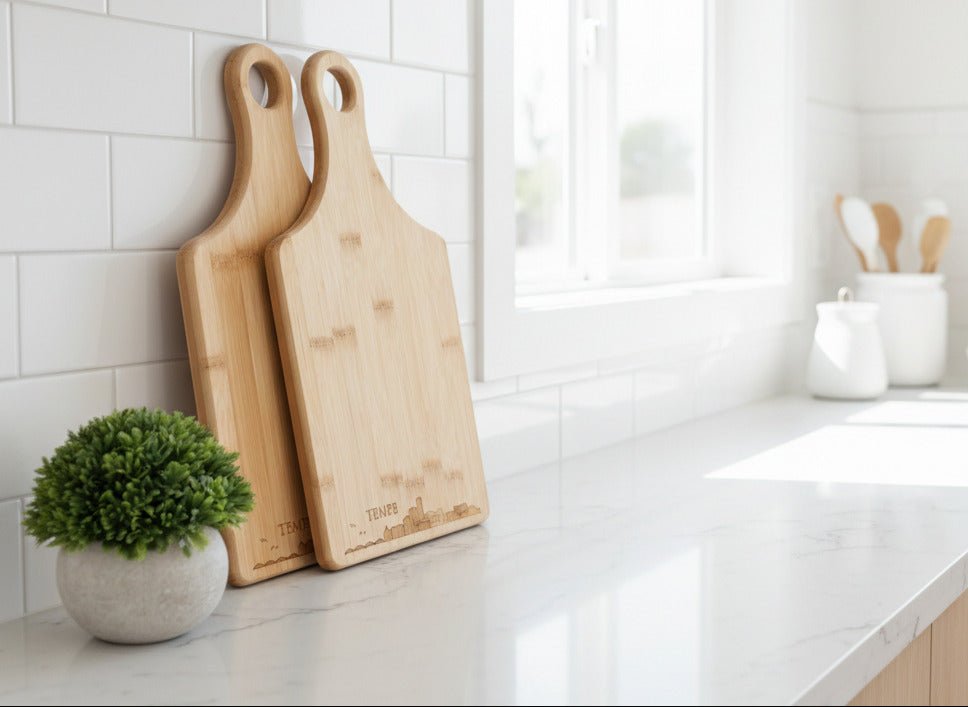 Bamboo Engraved Cutting Boards - Cutting Board - Rectangle w/ Handle 9" x 6"No Engraving - Badge Express