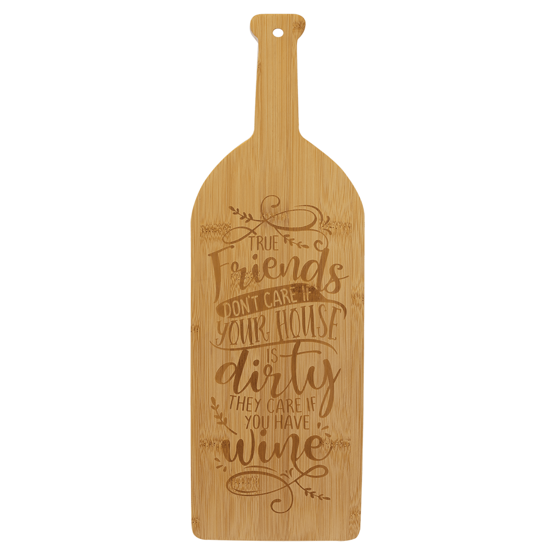 Bamboo Engraved Cutting Boards - Cutting Board - Wine Bottle Shape 17" x 5 1/4"Engraving - Badge Express