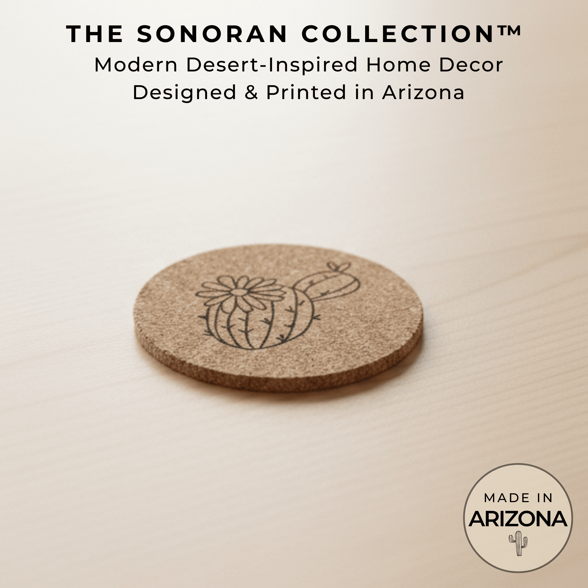 Desert Barrel Cork Coaster – Sonoran Collection™  – Southwest Arizona Home Decor