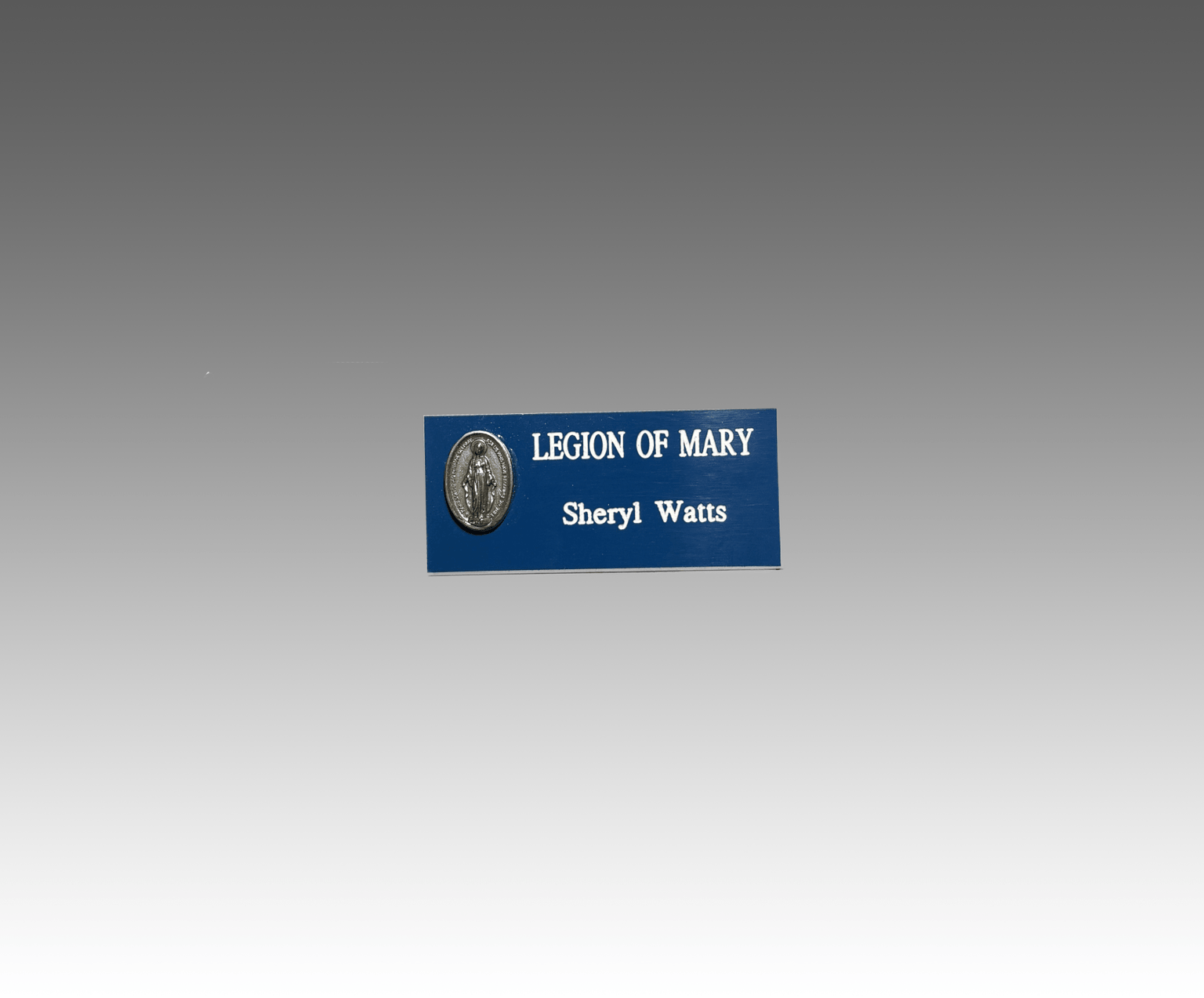 Legion of Mary Name Badge with Immaculate Mary Medal - Custom Engraved
