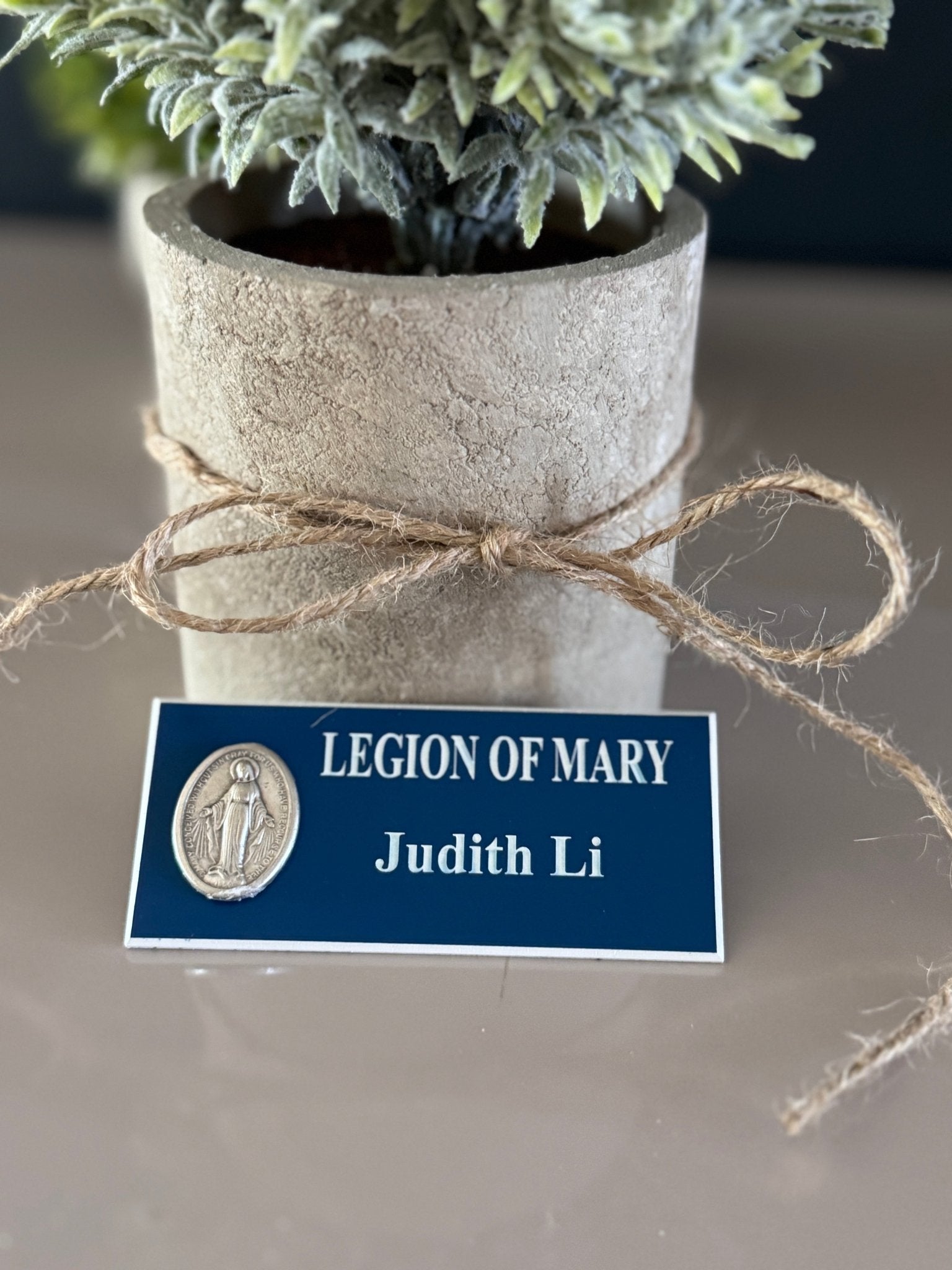Legion of Mary Name Badge with Immaculate Mary Medal - Custom Engraved