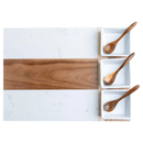 Marble & Acacia Wood Serving Board - 11 Piece Premium Set - Cutting Board - Badge Express