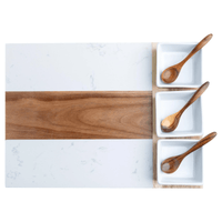 Marble & Acacia Wood Serving Board - 11 Piece Premium Set - Cutting Board - Badge Express