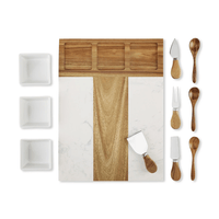 Marble & Acacia Wood Serving Board - 11 Piece Premium Set - Cutting Board - Badge Express