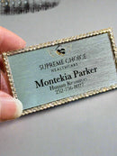 Metal Bling Badge w/ Rhinestones - Name Badges - RectangleSilver - Badge Express