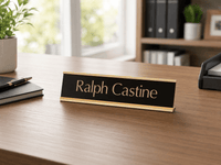 Name Plate Insert - Name Plates - 2" x 8"White/Black - Badge Express