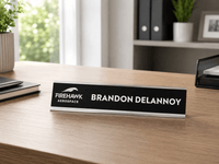 Name Plate Insert - Name Plates - 2" x 8"White/Black - Badge Express