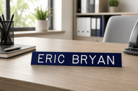 Name Plate Insert - Name Plates - 2" x 8"White/Black - Badge Express
