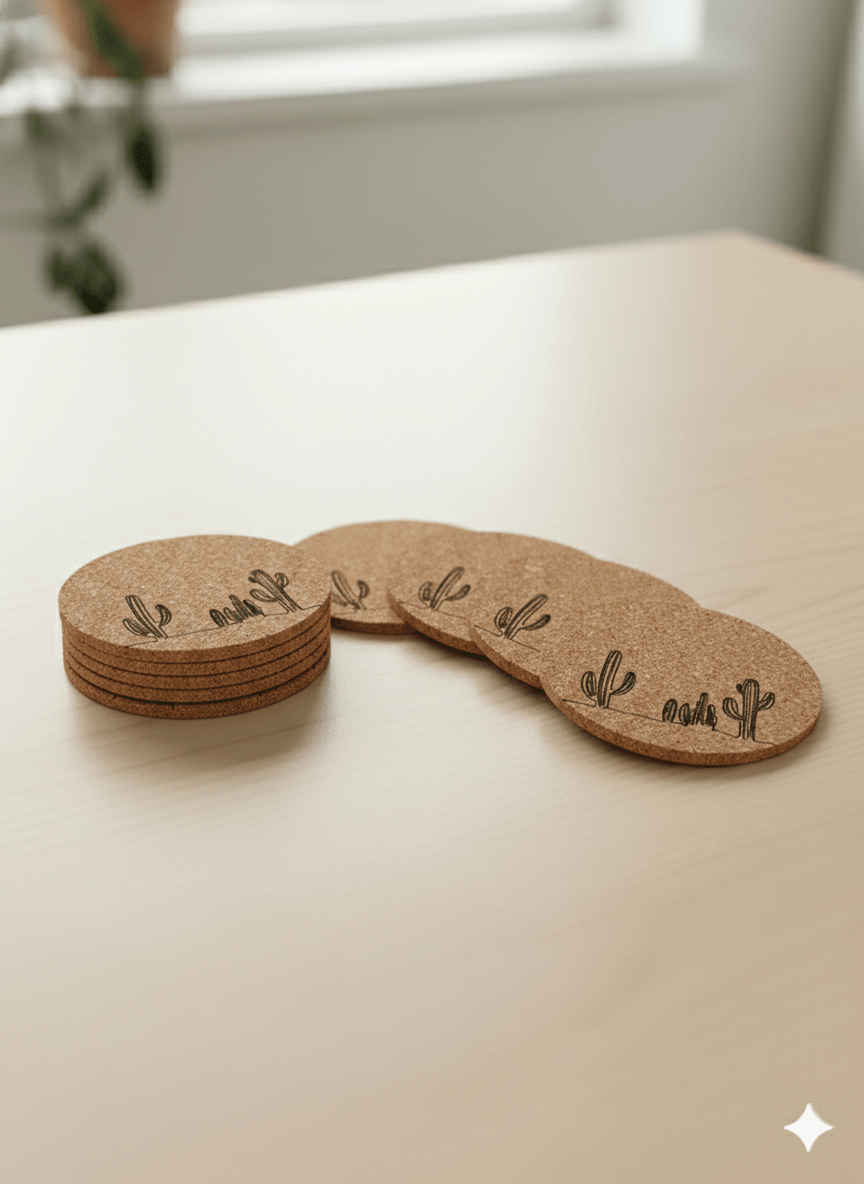 Sonoran Vista Cork Coaster – Sonoran Collection™ – Southwest Arizona Home Decor - Home Decor - Set of 8 - Badge Express