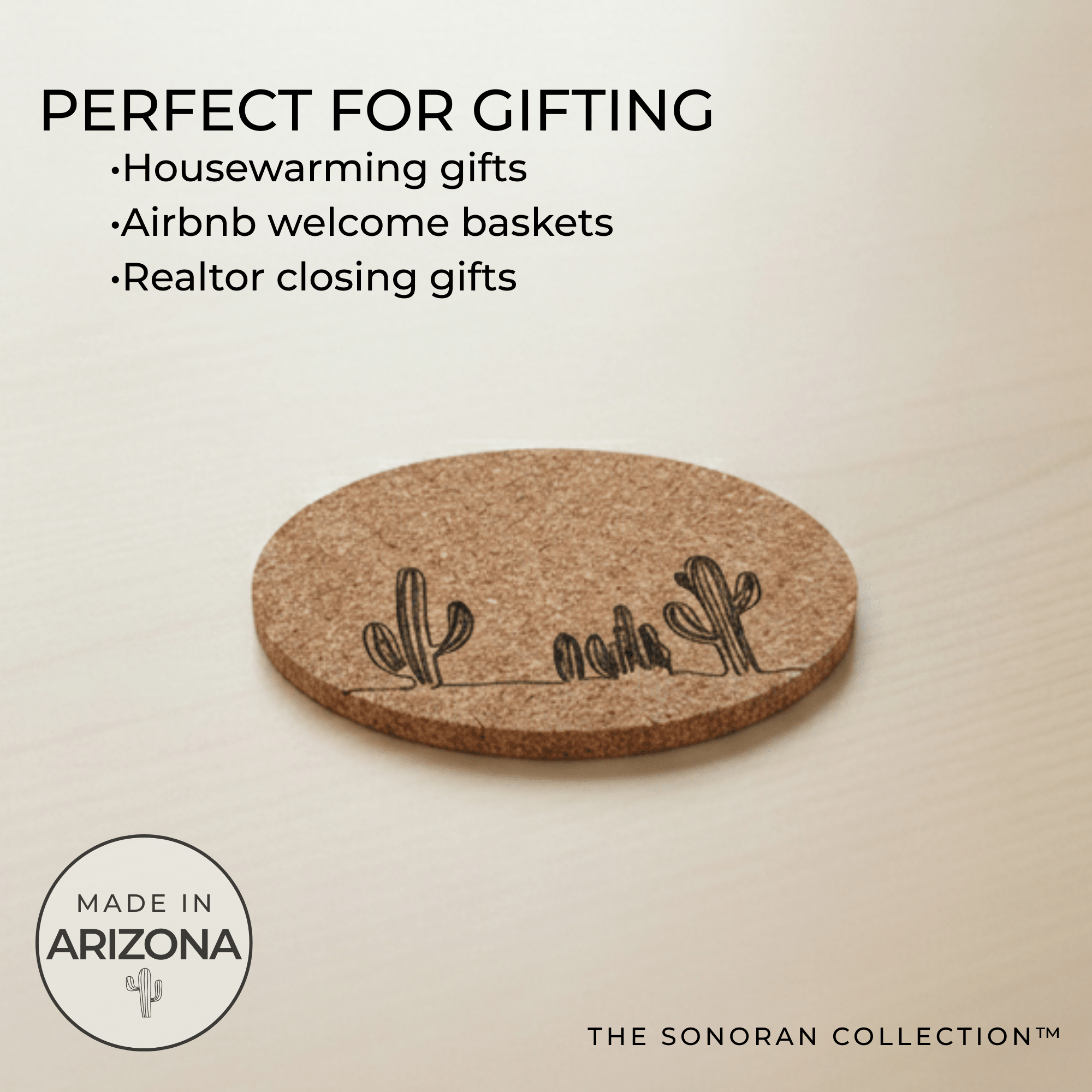 Sonoran Vista Cork Coaster – Sonoran Collection™ – Southwest Arizona Home Decor - Home Decor - Single - Badge Express