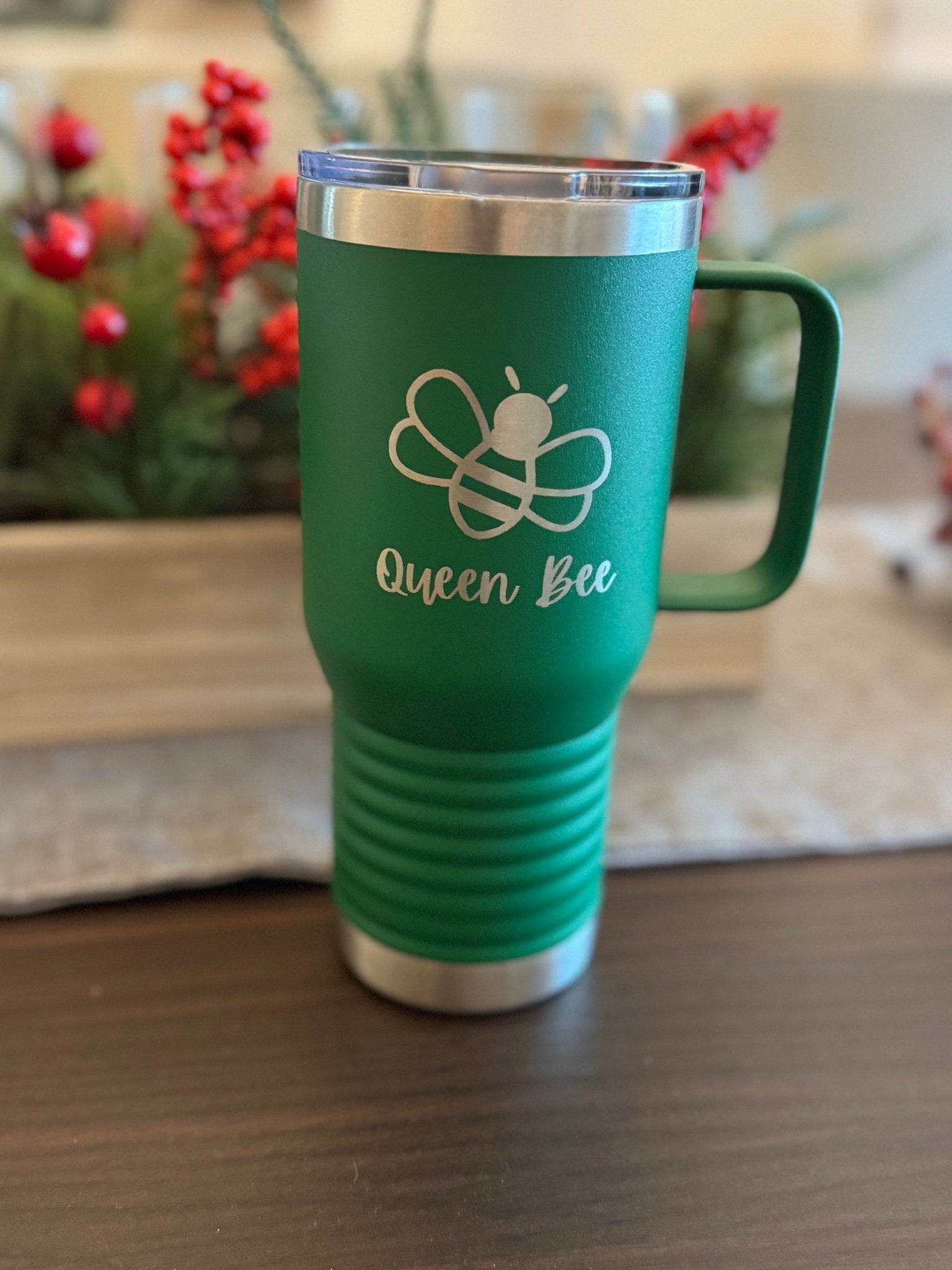 Tumblers - 20 Oz Insulated Travel Tumbler w/ Handle - Tumbler - One Side - Badge Express