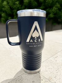Tumblers - 20 Oz Insulated Travel Tumbler w/ Handle - Tumbler - One Side - Badge Express