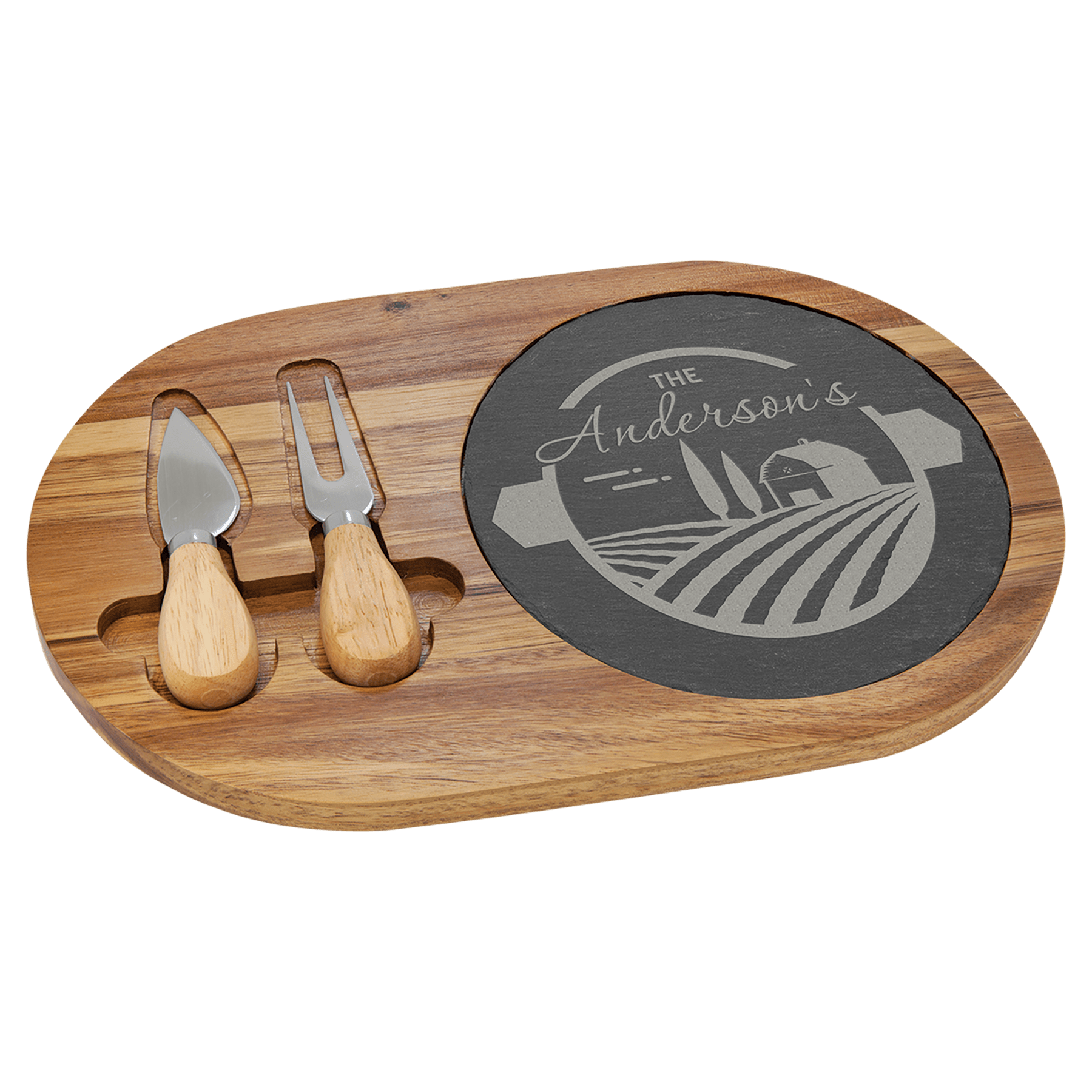 Wood/Slate Charcuterie Boards and Sets - Cutting Board - Oval - Badge Express