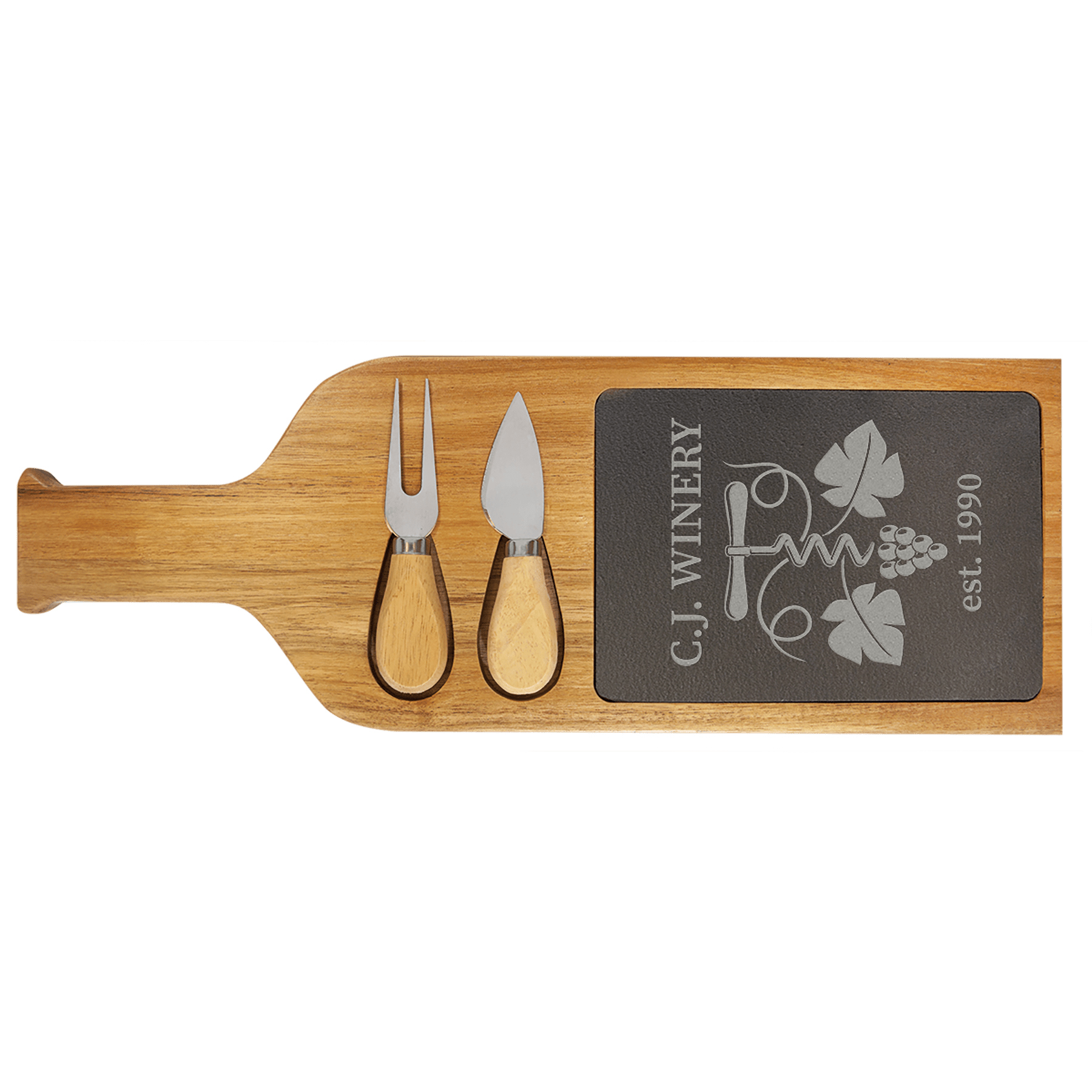 Wood/Slate Charcuterie Boards and Sets - Cutting Board - Wine Bottle - Badge Express